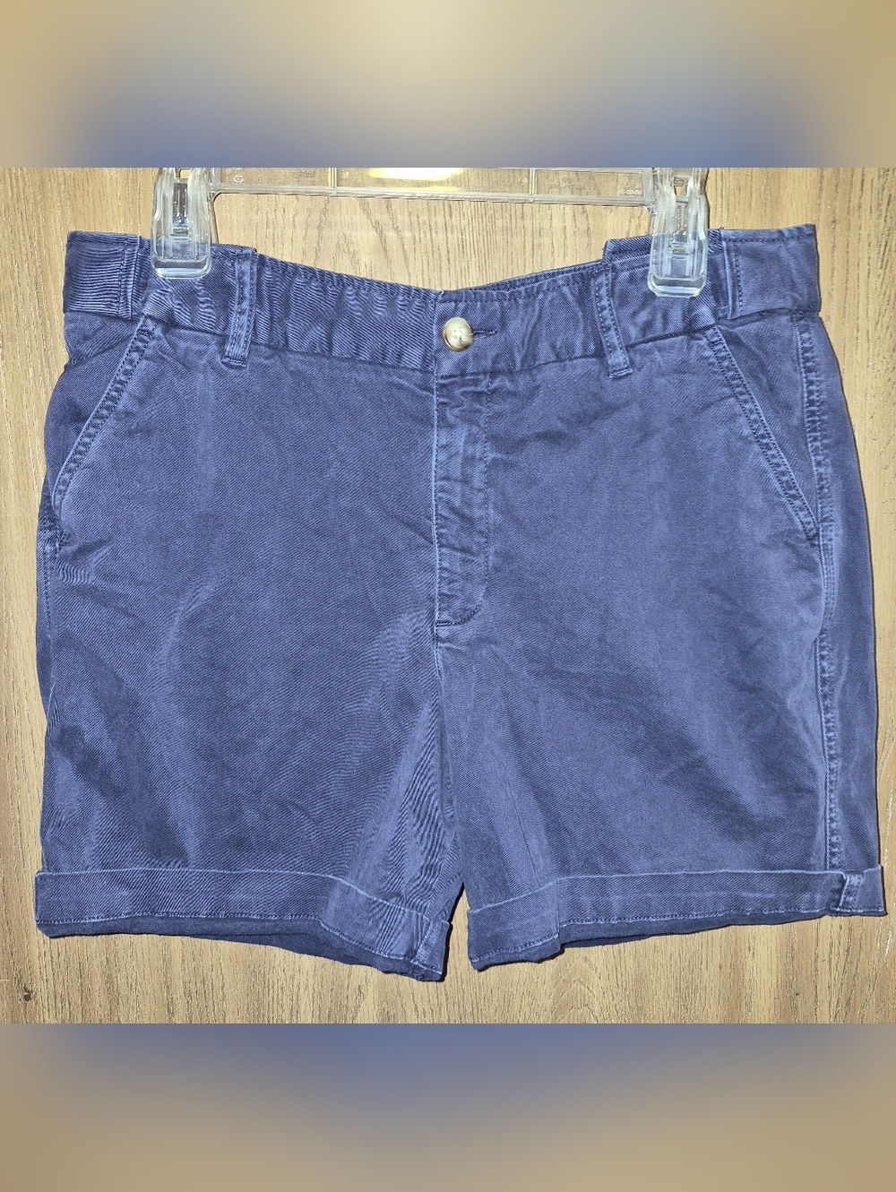 COLDWATER CREEK Womens Navy Blue Comfort Waist Cuffed Shorts sz 12p 12 P
